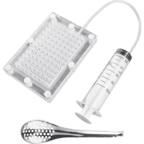 Caviar Maker 100 hole Caviar Builder with Tube & Spoon for Molecular Cuisine Professional Fish Roe Generation Tool Caviar filter