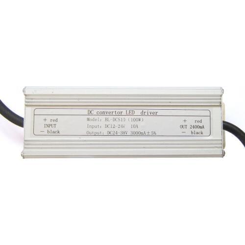 Waterproof 100W LED Driver input 12V to 24V output 25~38V 3A for Floodlight LED light Bulb