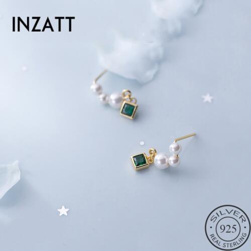 INZATT Real 925 Sterling Silver Pearl Tassel Drop Earrings For Elegant Women Wedding Party Cute Fine Jewelry 2019 Accessories