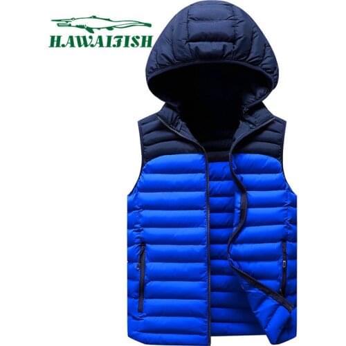 Mens Vest Mens Sleeveless Cotton-padded Jacket 2021 Winter Vest Hooded Waistcoat Casual Vest Youth Loose Jacket