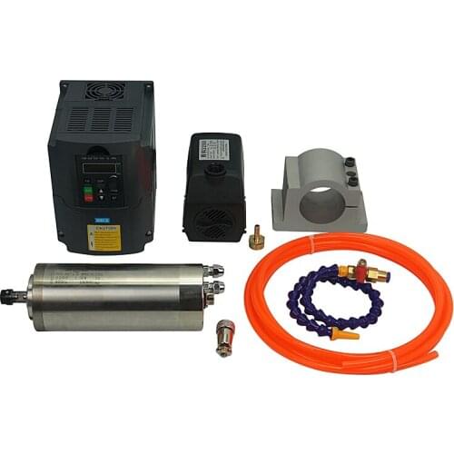 1.5kw spindle 80mm 2.2kw VFD spindle for diy cnc milling machine Water Pump 5M Water Pipes 80mm clamp for cnc engraving machine