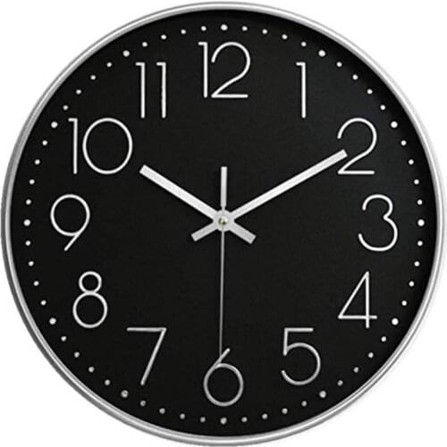 12 Inch Creative Nordic Style Simple Modern Wall Clock Battery Operated Round Silent Non-Ticking Digital Quiet Sweep Home Office