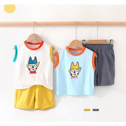 2021 2pcs Summer Baby Boys Children Casual Thin Suit Tops + Short Boys Clothes Kids Clothes sets 2-8