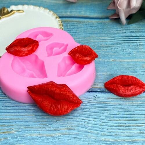 3D three-dimensional flame red lip silicone mold chocolate sugar baking mold cake decoration gypsum glue dropping manual mold