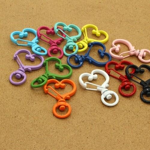 6pcs Korea Colorful Painted Heart Key Lobster Clasp Diy Car Bag Anime Keyring Keychains Connector Jewelry Findings Accessory