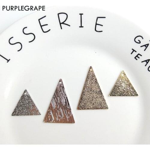 Copper plated gold triangle pendant DIY earrings jewelry accessories materials handmade fashion fine double-sided texture 6pcs