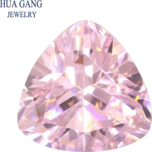 7A Light Pink Trillion Shape Cubic Zirconia Brilliant Cut Loose CZ Stone Synthetic Gems Beads For Jewelry Size 3x3-12x12mm