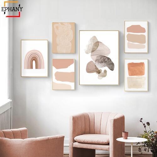 Abstract Print Pastel Art Modern Minimalist Posters and Prints Geometry Color Wall Picture for Living Room Bedroom Decoration