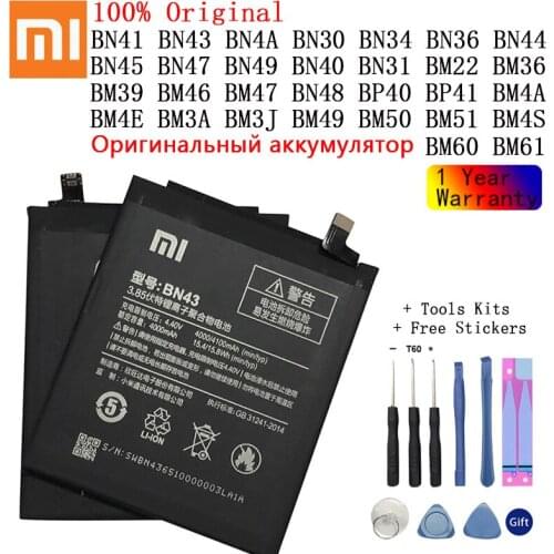 Xiao Mi Original Battery For Xiaomi Mi 5 2 2s 4 6 8 BM22 Mi5 BM36 Mi6 BM39 BM46 BM47 BM48 BM49 BM50 BM51 BN31 BN43 BN45 BN44