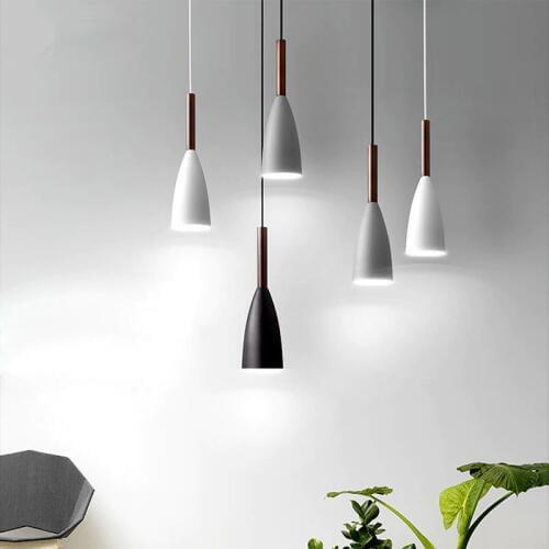 Bar Modern Pendant Lighting Kitchen Gray Pendant Light Room White Ceiling Lamp Home Black Pendant Lights Living Wood Lighting