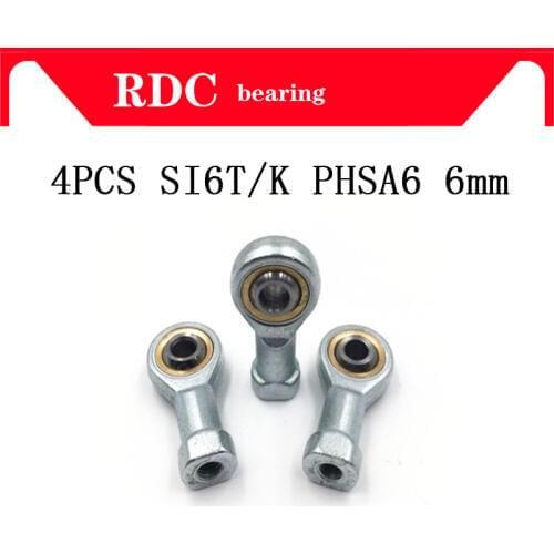 Free Shipping 4pcs SI6T/K PHSA6 6mm High quality right hand female thread metric rod end joint bearing M6*1mm SI6 TK shalft