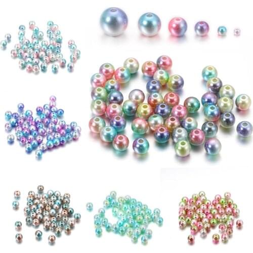 ABS Imitation Pearl Beads With Hole Multicolor Round Plastic Acrylic Spacer Loose Beads DIY Bracelets Necklaces Jewelry Making