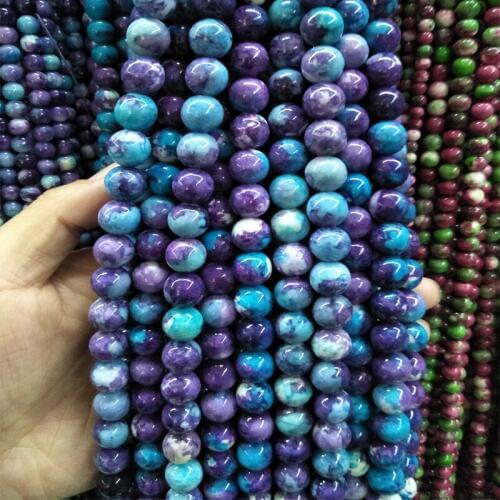 Natural Synthesis Rain Flower Rainbow Stone Beads Round Loose Beads Riverstones Crafts Jewelry Making 15inch 4/6/8/10/12mm
