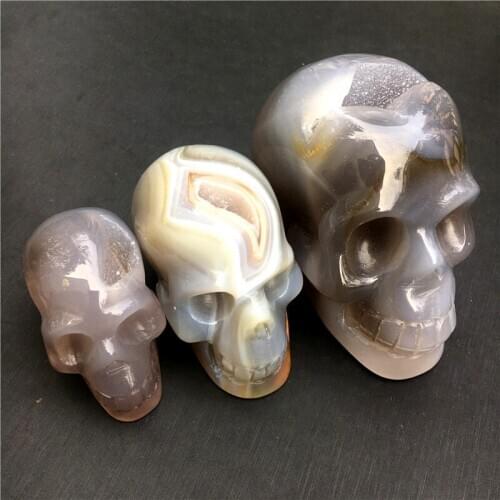 Natural Agate geode quartz crystal skulls for sale Stones home decorative skulls