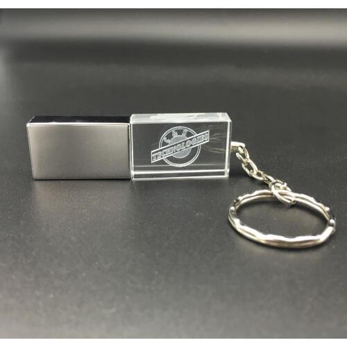 3pcs 32GB 17pcs 16GB Custom Design in Crystal USB Flash Drive with Keyring Pen Drive Transparent Crystal PenDrive