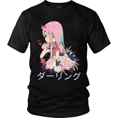 Zero Two Cute Art Anime Manga T Shirt Men Short Sleeve Cotton T-shirt Darling In The Franxx Tees Top Fashion Tshirt Gift