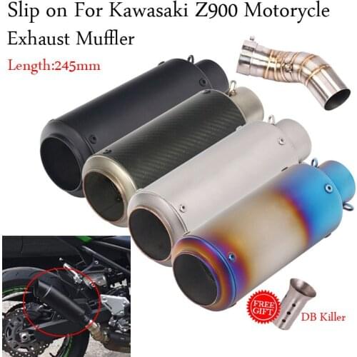 51mm Slip On For Kawasaki Z900 Motorcycle Exhaust Muffler Modified Escape Middle Link Pipe Racing DB Killer Project Motocross