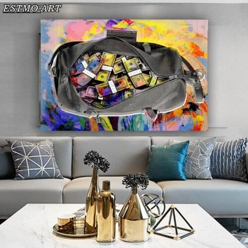 Canvas Painting Secure The Bag Oil Painting Money Posters Wall Art Cuadros Living Room Decoration Wall Pictures Home Decor