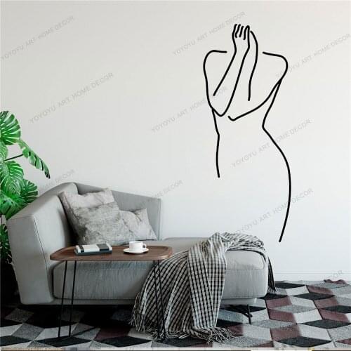 Naked Line Draw Art Wall Sticker For Home Decor Living Room Fashion Wall Decals Valentines Removable Murals Wallpoof CX1451