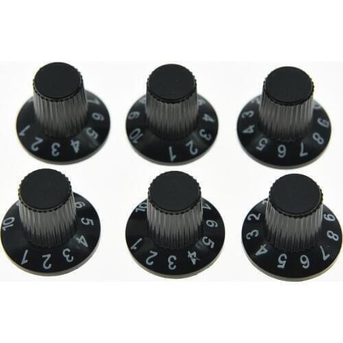 KAISH 50 Pcs Guitar AMP Knob Amplifier Skirted Knobs Black w/ Black Top Fits for Fender