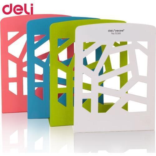 Deli Creative Iron Hollow Metal Bookends 2pieces a lot 450g 4 Colours Stand Home Office Desk Stationery Bookends