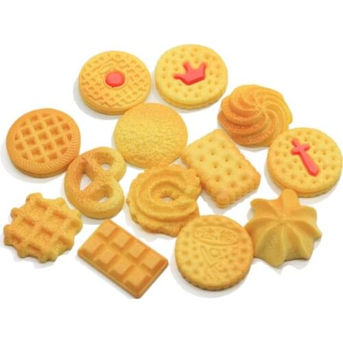 Mix Style Simulation Cookies Flatback Resin Cabochons Miniature Food Biscuit For Phone Case Decoration DIY Hair Bows Center Scra