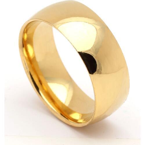 8mm Gold Color Smooth 316L Stainless Steel Wedding Engagement Rings For Women Titanium Finger Rings Female