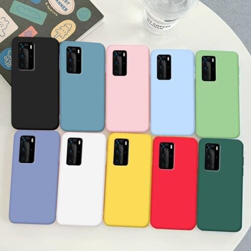 For Huawei p40 Pro Case Soft TPU Silicone Case Macaron Colors Candy Black Simple Phone Back Cover
