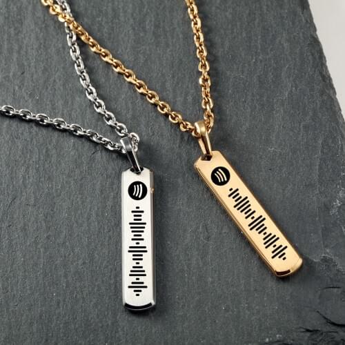 Carving Music Spotify Code necklace For Men Stainless steel necklace carving Song Code jewelry 2020 Gifts for the new year