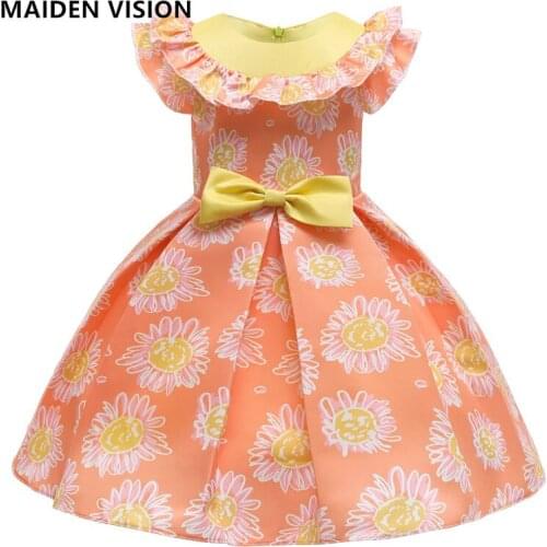 Baby Clothes Children Dresses Wedding Dress Kids Dresses For Girls summer Flower print Princess Birthday Party Vintage Vestidos
