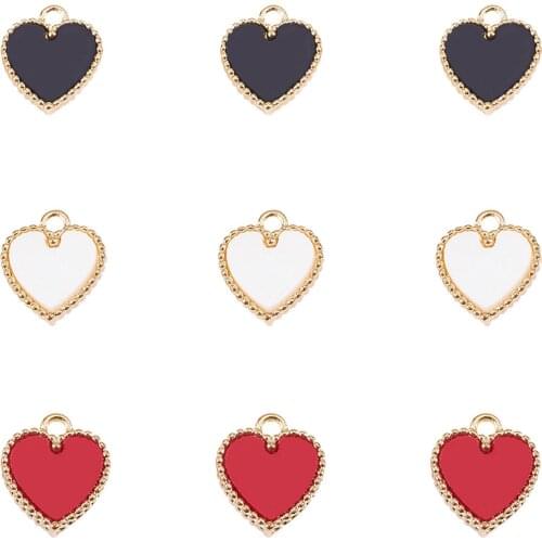 30Pcs 3-Color Alloy Charms Sweet Heart Charms for DIY Handmade Earrings Necklace Pendants Jewelry Accessories