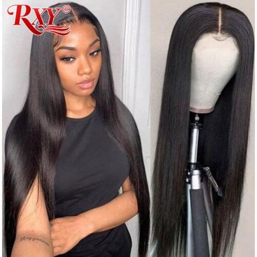 RXY Straight Lace Front Wig Bone Straight Human Hair Wig 4X4 Closure Wig Pre Plucked Brazilian Hair Wigs For Women Human Hair