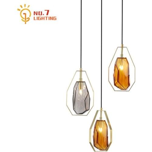 Luxury Modern Simple Brown Glass Pendant Lights Led G9 Designer Suspension Luminaire Restaurant Bar Study Bedroom Bedside Study