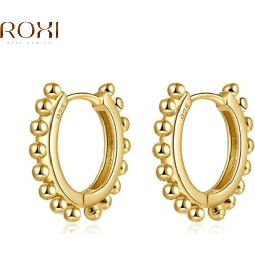 ROXI Vintage Round Hoop Earrings for Women Men Small Unusual Earrings Cartilage Silver 925 Jewelry Pendientes Festival Gift