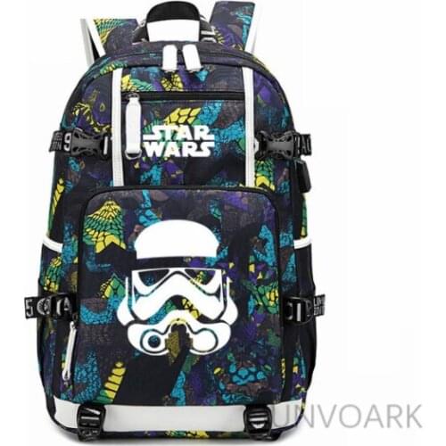Star Wars Backpack with USB Charging Port, Day School Bag for School