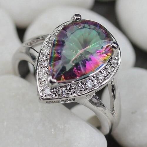 SHUNXUNZE luxury charms Engagement Wedding rings for women dropshipping Rainbow Cubic Zirconia Rhodium Plated R776 size 6 7 8 9