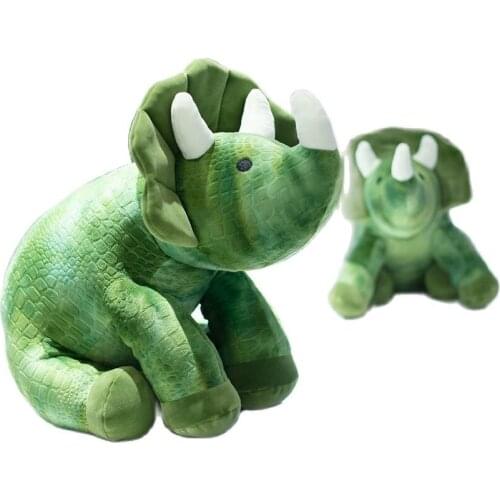 3D simulation triceratops dinosaur animal crossing plush stuffed toy pillow PP cotton filling full anti-extrusion hand-made gift