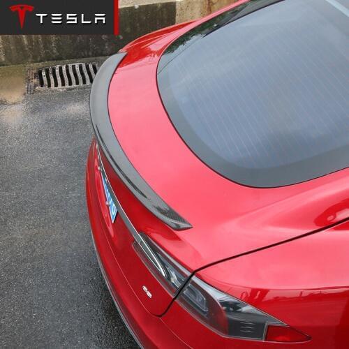 For Tesla Model S 4 Door Sedan 2012 2013 2014 2015 2016 Carbon Fiber Gloss Black Rear Spoiler Tail Trunk Boot Wing Accessories