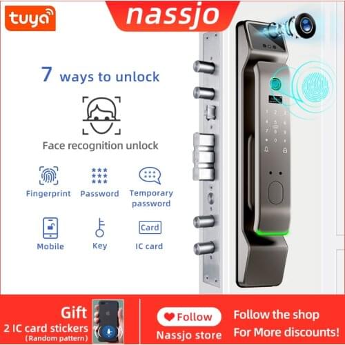 Nassjo Smart Face recognition lock Fingerprint Door Lock Intelligent Electric Digital Lock Password Key IC Card Home Safety