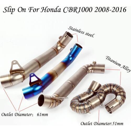 Slip On For Honda CBR1000 2008-2016 Motorcycle Muffler Exhaust Tips Stainless Steel Mid Link pipe Connect 51mm 60mm Moto escape
