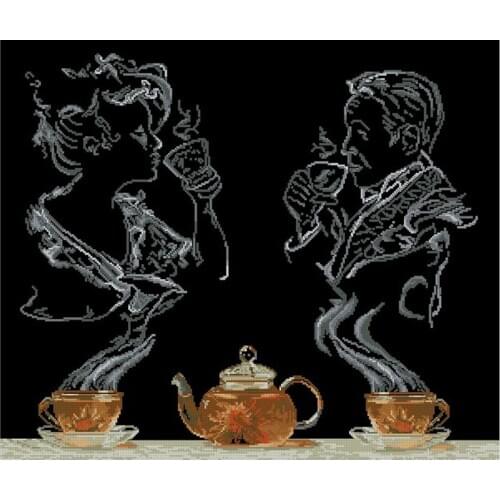 Top Quality hot selling beautiful counted cross stitch kit tea illusion fantasy fancy dream coffee
