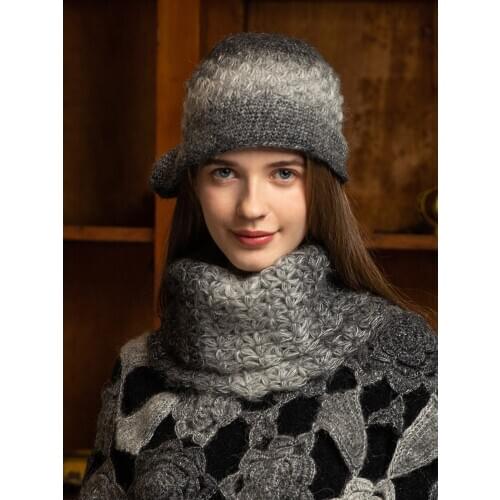 X041 Adult Handmade Plush Fisherman Hat Autumn and Winter Travel Bucket Hat All-match Knitted Woolen Cap Adjust Size Hats