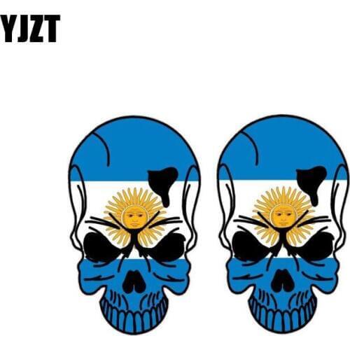 YJZT 2X 5.8CM*9.5CM Car Sticker Argentinian Dive Skull Decal PVC Car Accessories 6-0136