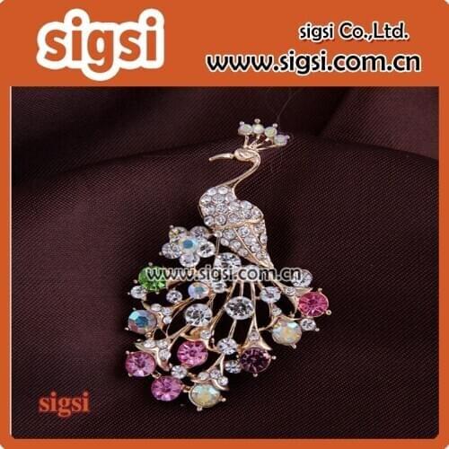 Womens Peacock Brooch Pins Luxury Crystal Animal Bijouteries Badges Pins Brooches Jewelry