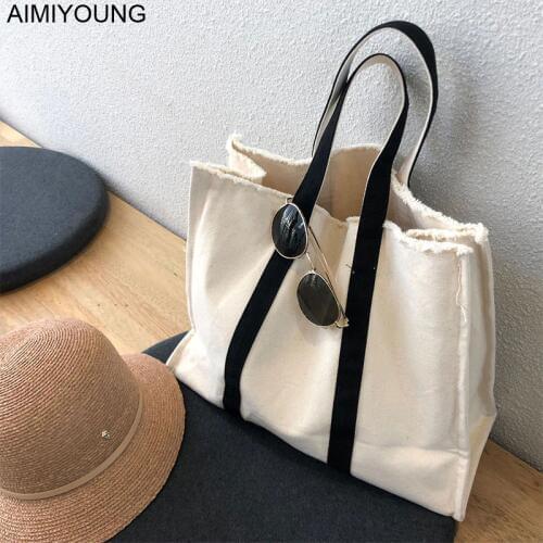AIMIYOUNG Women Canvas Handbags Large Shoulder Bags Ladies Tote Bags Fashion Designer Handbags Bolsa Feminina Bolsos Mujer