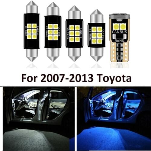 10pcs Car Special Accessories White Interior LED Light Bulbs Package Kit For 2007-2013 Toyota Camry T10 31MM Map Dome Trunk Lamp