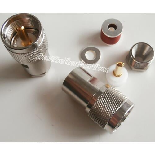 10Pcs UHF PL259 male plug clamp for RG58 RG400 RG142 LMR195 straight RF coax connector