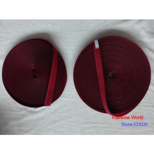 16# Deep Red Fastener Magic Tape with Hook Loop stick fabric bags garment clothes toys shoes 25meter/ roll,width 2cm