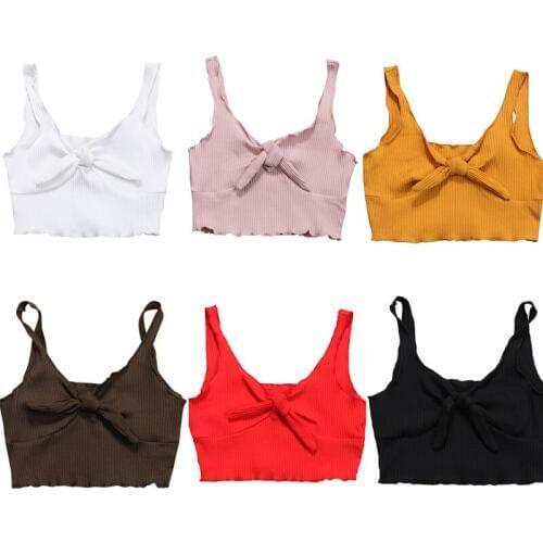 2019 Sexy Women Solid Strappy Tanks Vest Crop Top Bustier Sleeveless Slash Neck Tanks Beach Holiday Women Sports Tank Tops Vest
