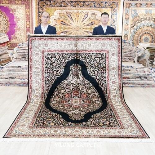 YILONG 6'x9' Medium Handmade Pure Silk Area Rugs Great Hand Knotted Carpets (ZQG406)